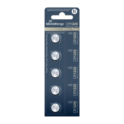 MediaRange Lithium Coin Cells CR1220|3V Pack 5  (MRBAT134)