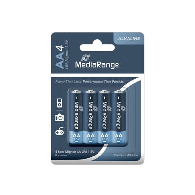 MediaRange Premium Alkaline Batteries Mignon AA|LR6|1.5V Pack 4  (MRBAT104)