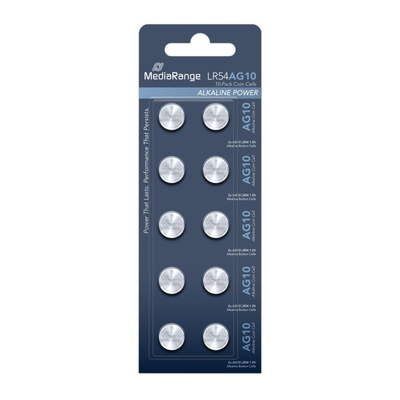 MediaRange Premium Alkaline Coin Cells AG10|LR54|1.5V Pack 10  (MRBAT112)