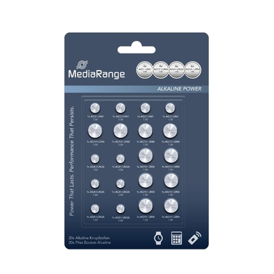 MediaRange Premium Alkaline Coin Cells Assorted set AG3|AG4|AG10|AG13 Pack 20  (MRBAT119)
