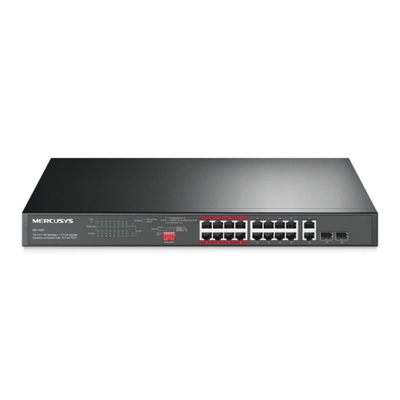 Mercusys 16-Port 10/100Mbps + 2-Port Gigabit Rackmount Switch with 16-Port PoE+ (MS118CP) (MERMS118CP)