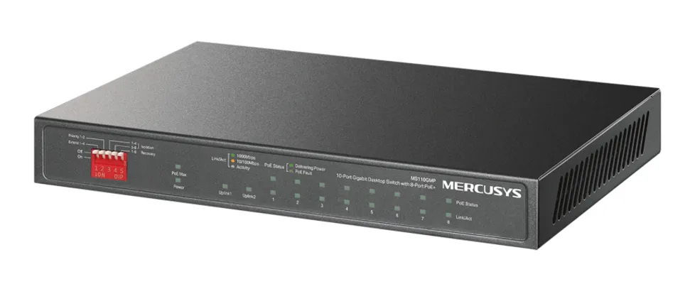 MERCUSYS Desktop Switch MS110GMP, 8x 10/100/1000Mbps PoE+, 2x Gigabit, Ver. 1.0