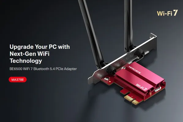 MERCUSYS κάρτα δικτύου WiFi 7 & Bluetooth MA37BE, 6500Mbps BE6500, PCIe, V1.0