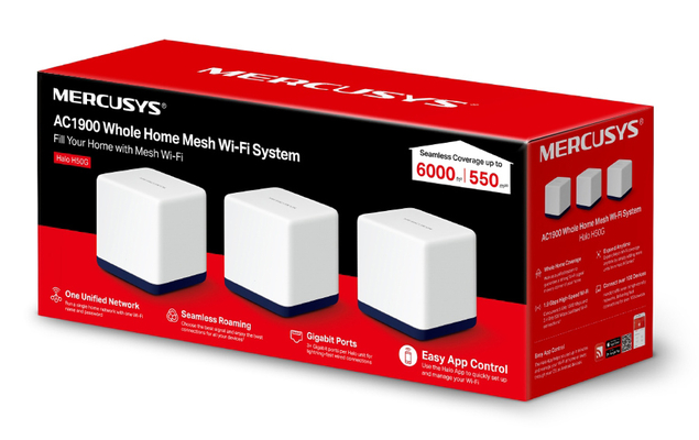 MERCUSYS Mesh Wi-Fi System Halo H50G, 1.9Gbps Dual Band, 3τμχ, Ver. 1.0