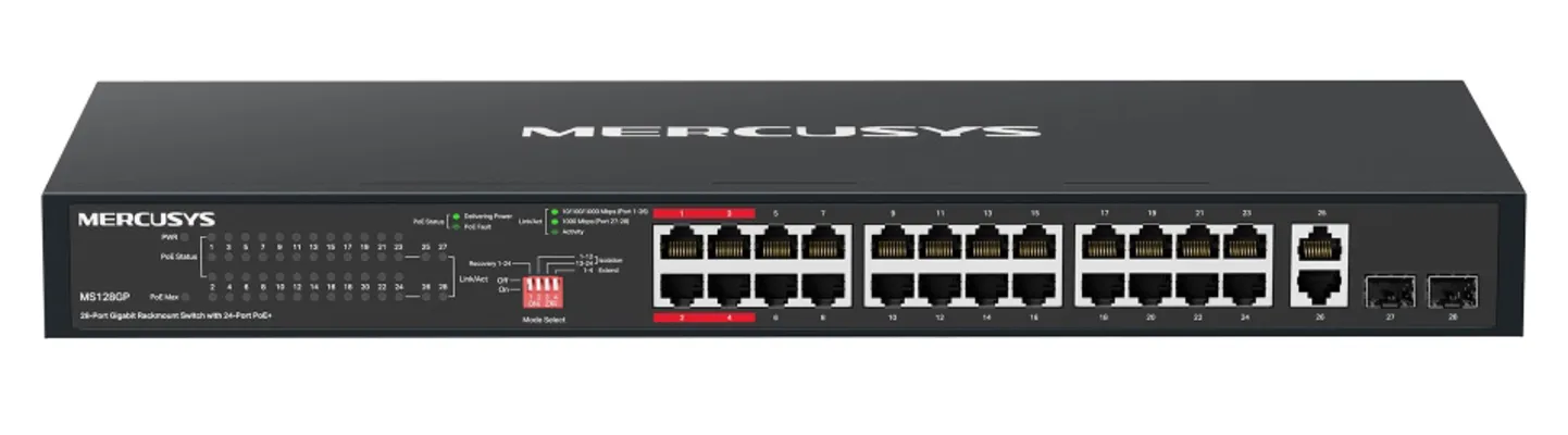 MERCUSYS rackmount switch MS128GP, 28x Gigabit θύρες, PoE+, V1.0
