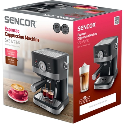 Μηχανή Espresso 20Bar 1.5lt Sencor SES 1721BK Μαύρη