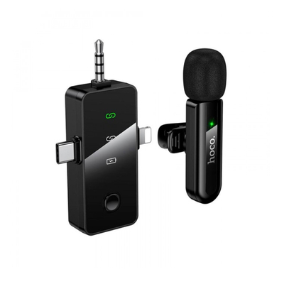 Μικρόφωνο Πέτου Ασύρματο Hoco L20B Fair Lavalier USB-C AUX Lightning 2.4Ghz Εμβέλεια 15m Digital Noise Cancellation ENC 7h Λειτουργίας