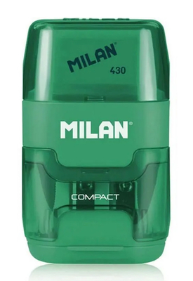 MILAN ξύστρα μολυβιών με κάδο & γόμα 1204703116, πράσινη