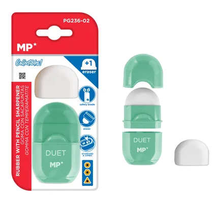 MP γόμα & ξύστρα με κάδο PG236-02-GN με ανταλλακτική γόμα, πράσινη