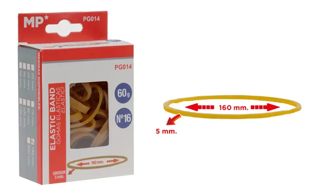 MP λαστιχάκια συσκευασίας PG014 σε κουτί, No16, 5x160mm, 60g