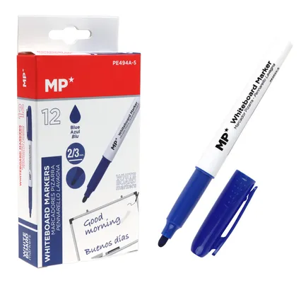 MP Μαρκαδόρος ασπροπίνακα PE494A-S, πάχος μύτης 2-3mm, μπλε, 12τμχ