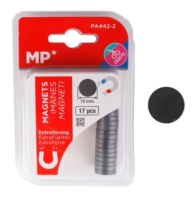 MP σετ μαγνήτες PA442-2, στρογγυλοί, 15mm, ανθρακί, 17τμχ