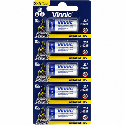 Μπαταρία Αλκαλική Vinnic L1028F size A23/23A/23GA/A23/E23A/GP23A/K23A/L1028/LR23A/LRV08/LRVO8/MN21/MS21/V23/V23GA/VR22 12V Τεμ. 5