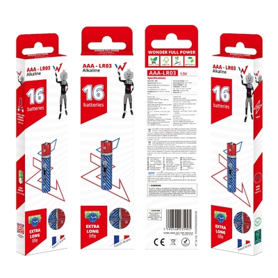 Μπαταρία Αλκαλική Wonder Full Power LR03 size AAA 1.5V Τεμ. 16