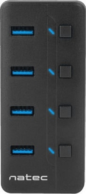 NATEC Mantis 2 4-Port USB 3.0 Hub with On/Off Switches & AC Adapter (NHU-1557) (NTCNHU-1557)