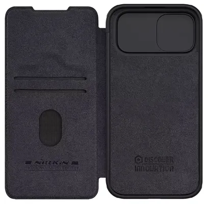 NILLKIN θήκη Qin Pro για iPhone 15, δερμάτινη, μαύρη