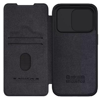NILLKIN θήκη Qin Pro για iPhone 15 Pro, δερμάτινη, μαύρη