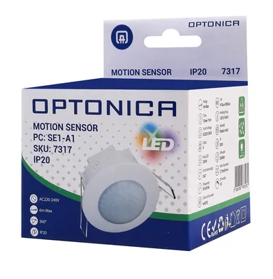 OPTONICA αισθητήρας κίνησης 7317, χωνευτός, 360°, 6m, IP20, λευκός