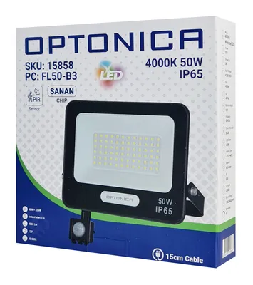 OPTONICA LED προβολέας 15858 με αισθητήρα κίνησης, 50W, 4000K, IP65