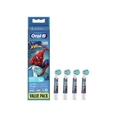 Oral-B Kids Electric Toothbrush Replacement Heads for 3+ 4pcs Spiderman (81770380) (BRA81770380)