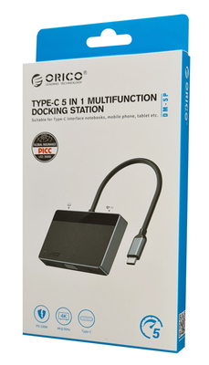 ORICO docking station DM-5P, 5 θυρών, USB-C σύνδεση, 100W PD, 4K, μαύρο