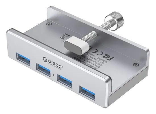 ORICO USB hub MH4PU-P με σφιγκτήρα, 4x θυρών, 5Gbps, USB σύνδεση, ασημί