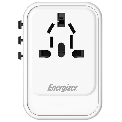 Παγκόσμιος Φορτιστής Ταξιδίου Energizer ETC650 US/AU UK EU με 1xUSB-A QC 30W και 2xUSB-C PD65W GaN Λευκός