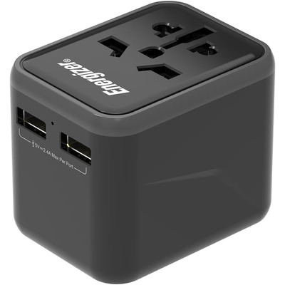 Παγκόσμιος Φορτιστής Ταξιδίου Energizer TA637A  USN/CN AU UK EU με 2 x USB-A 12W  Μαύρο