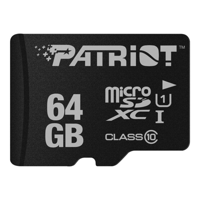 Patriot LX Series 64 GB microSDXC Black UHS-I U1 Class 10 (PSF64GMDC10) (PATRPSF64GMDC10)