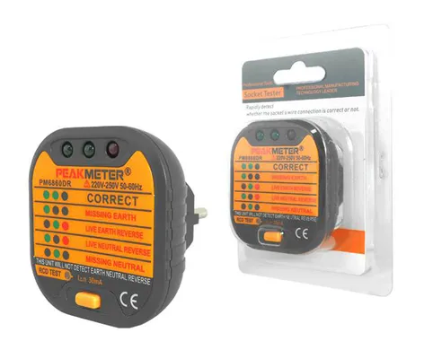 PEAKMETER tester πρίζας PM6860DR, 220-250V 50-60Hz