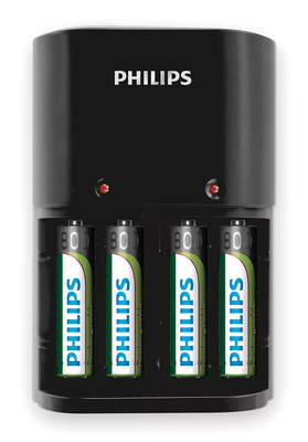 PHILIPS φορτιστής μπαταριών AA & AΑΑ NiMH SCB1450NB με 4x AAA, μαύρος