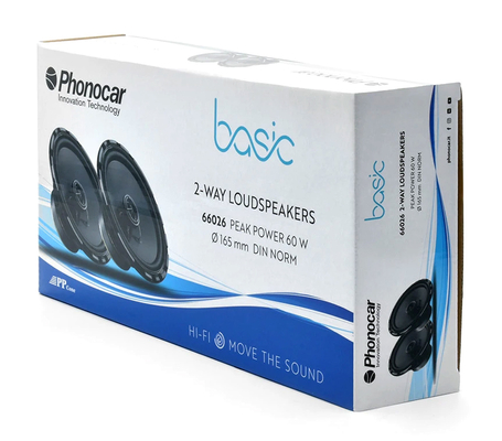 PHONOCAR σετ ηχεία αυτοκινήτου Basic 66026, 6.5", 60W, 2 δρόμων