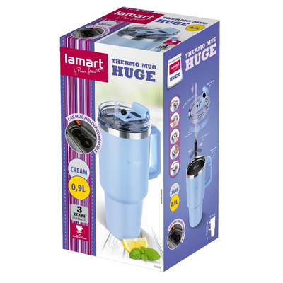 Ποτήρι Θερμός από Ανοξείδωτο & Πλαστικό 900ml HUGE Lamart LT4090 Μπλε