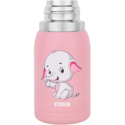 Ποτήρι Θερμός Kids N'oveen TB566 Ανοξείδωτο & Πλαστικό 300ml με Διπλό Τοίχωμα Λουράκι και Εναλλάξιμα Καπάκια Ρόζ