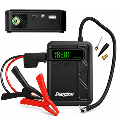 Power Bank Energizer JE10001JP 10000mAh PD15W QC 1xUSB-A 1xUSB-C Προσάρτημα Εκκίνησης Αυτοκινήτου 1500A και Air Pump 11 bar Μαύρο