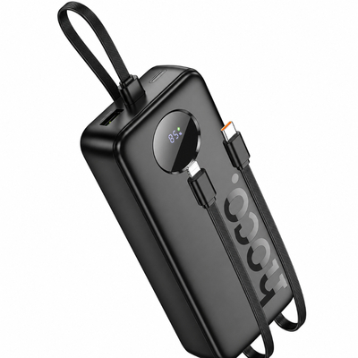 Power Bank Hoco J132A Sabio 20000mAh 22.5W+PD20W με Ενσωματομένα Καλώδια 2xUSB-C 1xLightning 1xUSB-A Θύρα με Πιστοποιητικό CCC  Μαύρο