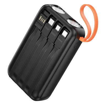 Power Bank Hoco  J151 Spirit 10000mAh με 4 Καλώδια Φόρτισης, Φακό και LED Ένδειξη Μαύρο
