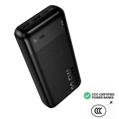 Power Bank Hoco J159A Essence 20000mAh 2xUSB-A 22.5W 1xUSB-C PD20W 1xMicroUSB 18W LED με Πιστοποιητικό CCC Μαύρο