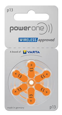 POWER ONE μπαταρίες ακουστικών βαρηκοΐας P13, mercury free, 1.45V, 6τμχ
