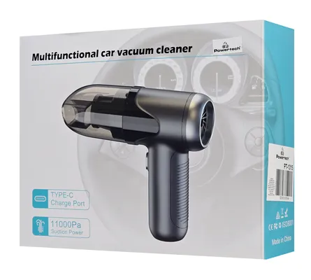 POWERTECH 2 σε 1 σκουπάκι χειρός & air duster PT-1315, 60W, 4000mAh, μαύρο