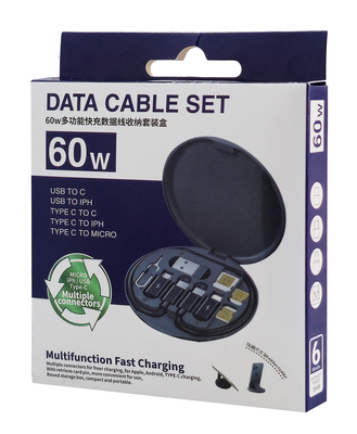 POWERTECH all in one κιτ φόρτισης με καλώδιο & αντάπτορες CAB-U161, 60W, 30cm, μαύρο