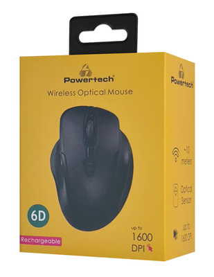 POWERTECH ασύρματο ποντίκι PT-1288, USB δέκτης, έως 1600DPI, 400mAh, μαύρο