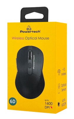 POWERTECH ασύρματο ποντίκι PT-1466, USB δέκτης, έως 1600DPI, μαύρο
