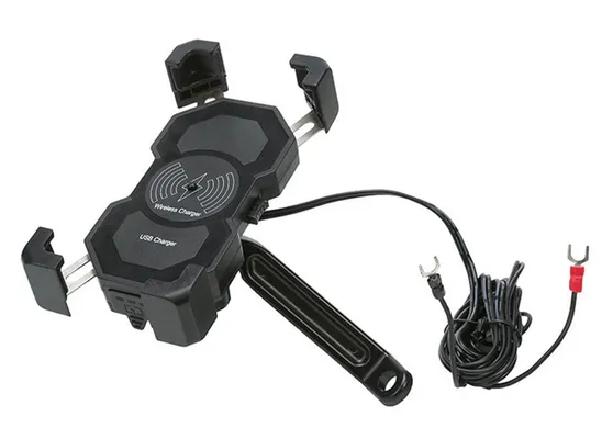 POWERTECH ασύρματος φορτιστής & βάση smartphone μοτοσυκλέτας PTL-024, 7.5W, μαύρη