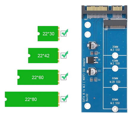 POWERTECH Converter SATA 22pin σε M.2 SSD TOOL-0019, 2230/2242/2260/2280