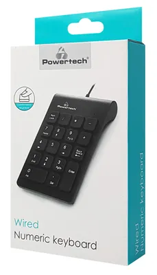 POWERTECH ενσύρματο αριθμητικό πληκτρολόγιο PT-938, USB, μαύρο