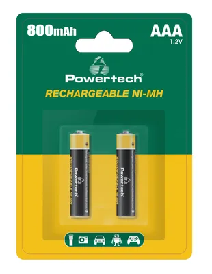 POWERTECH επαναφορτιζόμενες μπαταρίες NI-MH PT-1403, AAA, 800mah, 1.2V, 2τμχ
