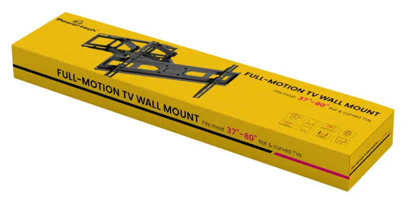 POWERTECH επιτοίχια βάση τηλεόρασης PT-1130, 37-80", έως 40kg, full motion