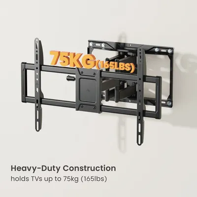 POWERTECH επιτοίχια βάση τηλεόρασης PT-1423, 37-90", 75kg, heavy duty, full motion
