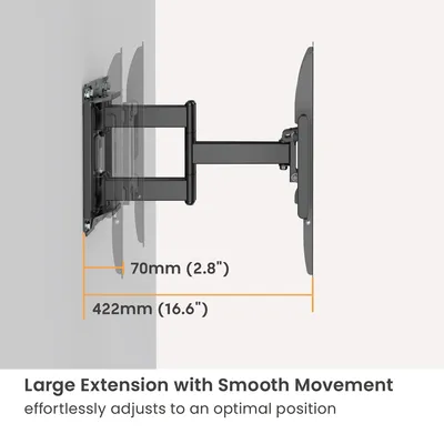 POWERTECH επιτοίχια βάση τηλεόρασης PT-1423, 37-90", 75kg, heavy duty, full motion